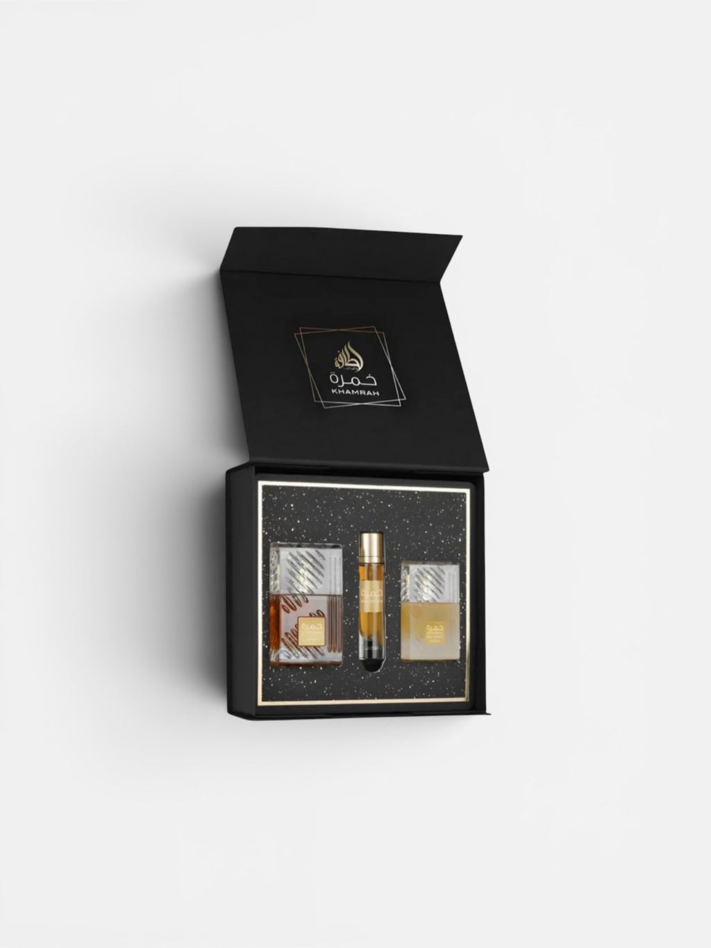 Lattafa - Khamrah 100ml EDP + Haarspray 50ml + 12ml Reisespray Geschenkeset Gift Set Bundle