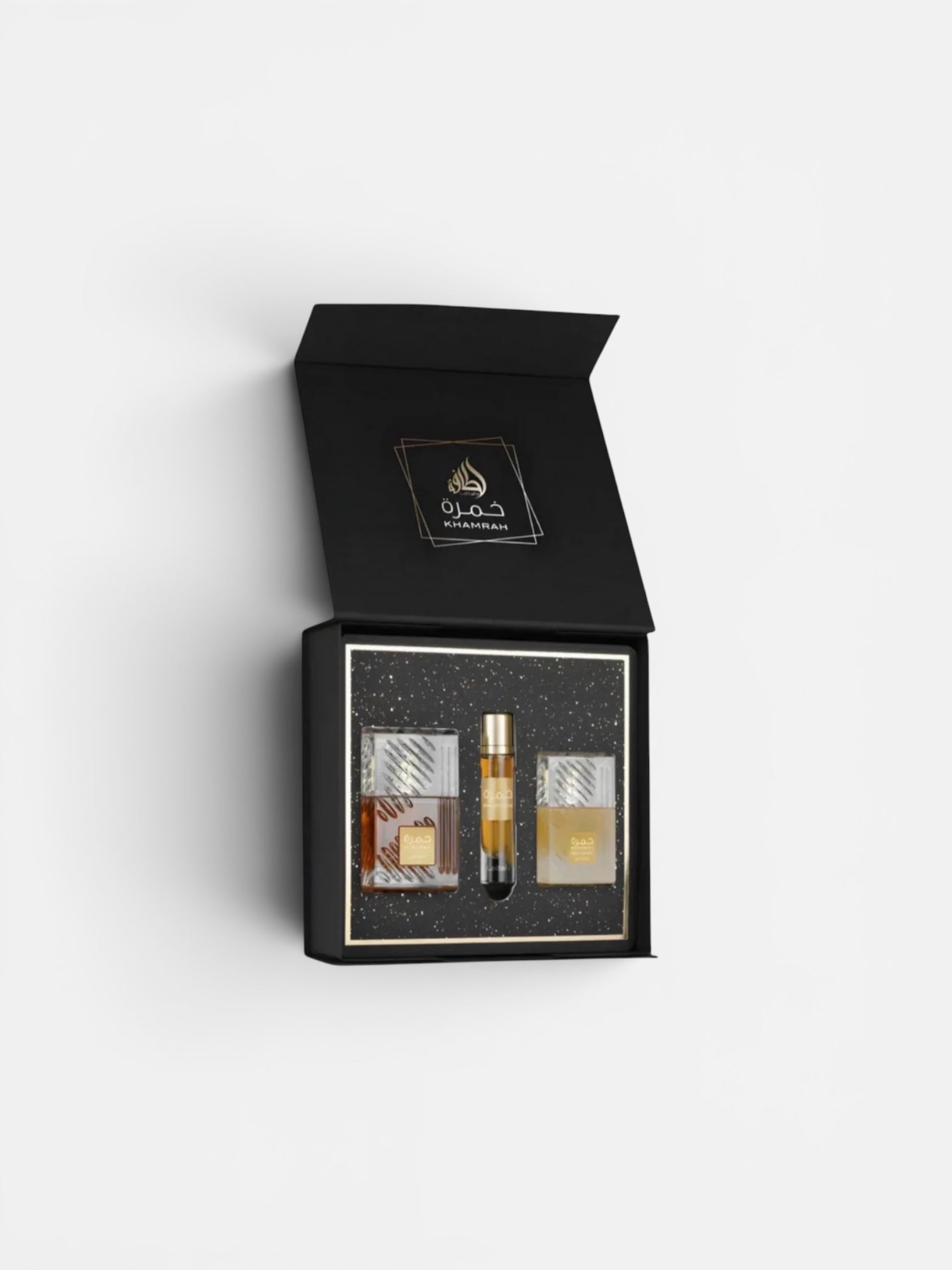 Lattafa - Khamrah 100ml EDP + Haarspray 50ml + 12ml Reisespray Geschenkeset Gift Set Bundle